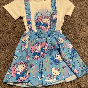 Hello Kitty Blue Suspender Skirt Set